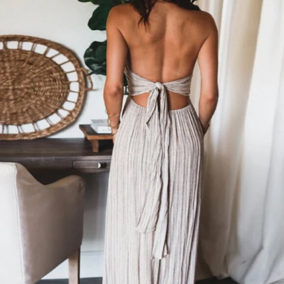 *NWT* Commense Backless U-Neck Halter Strap Long Dress - Picture 2 of 9